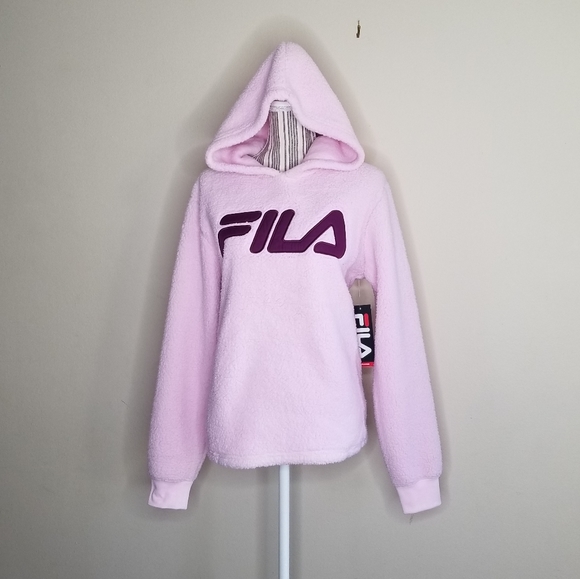 burgundy fila hoodie